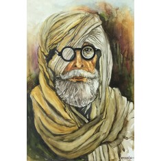 Rafi Kawish, 24 X 18, Watercolor, Beauty of Facial Features, AC-RKA-001